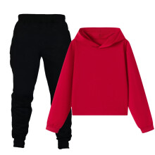Red Hooded Activewear Set for Kids 2PC