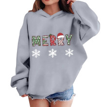 Gray Kids Holiday Hoodie Sweatshirt Long Sleeve with Hood