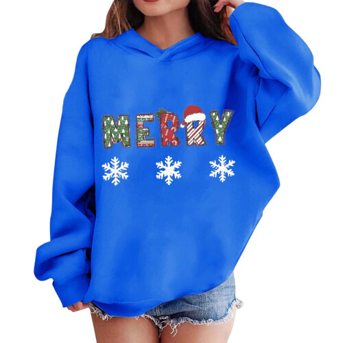 Royal Blue Kids Hooded Pullover Sweatshirt Long Sleeve Size