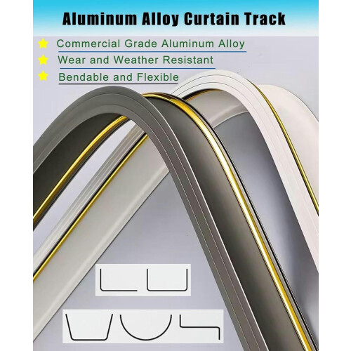Rail de rideau flexible en forme de L/U, fixation murale, 8,2 m (27 pi) 2