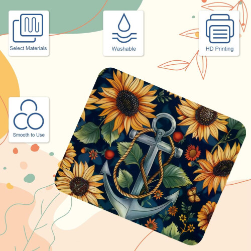 Mouse Pad με άγκυρα ηλίανθου 21x25cm αντιολισθητικό 2