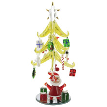 Christmas Glass Tree Green Santa 8 Inch Gift Boxed