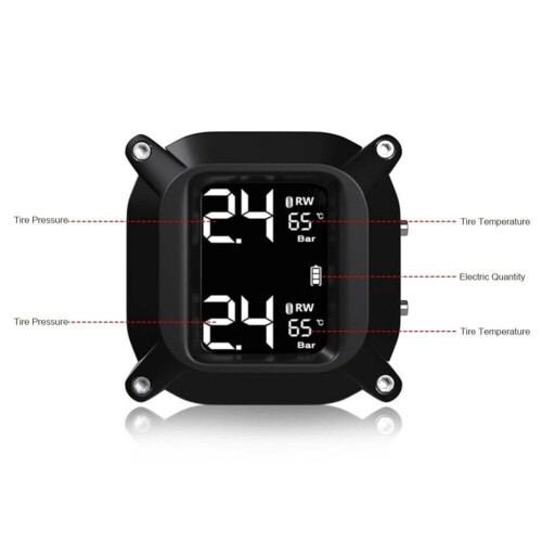 Wireless LCD TPMS for Motorcycle with 2 Waterproof Sensors 1
