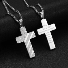 Stainless Steel Cross Flag Necklace with Single-Side