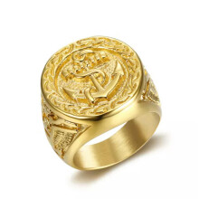 Stainless Steel Casting Ring 18k Gold Plated Men's Ring