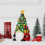 Ceramic Christmas Tree Gnome Decor with Lights Green 8 inch 5