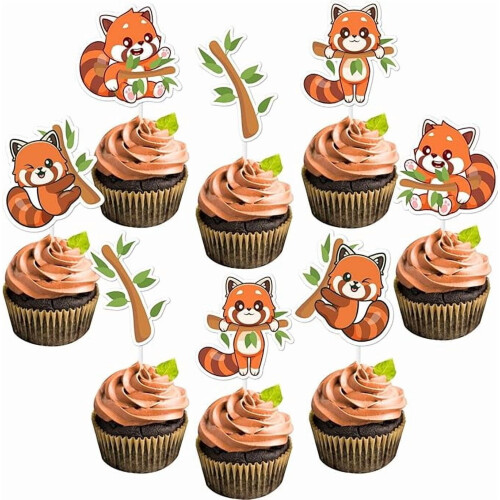 Red Panda Cupcake Toppers Party Decorations 36PCS