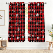 Renaiss Red Black Buffalo Plaid Curtains 42x63 in 2 Panels