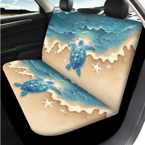 Set di coprisedili per auto Beach Turtle da 14 pezzi con volante 2
