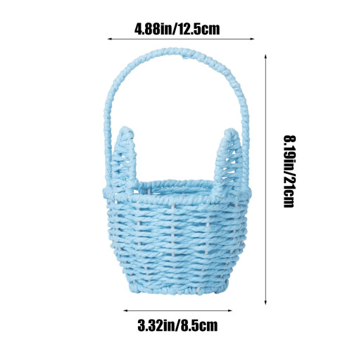 Panier de Pâques en corde de papier tressée bleue 2