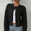 Women's Black Knit Cardigan Long Sleeve Button Front Short 2