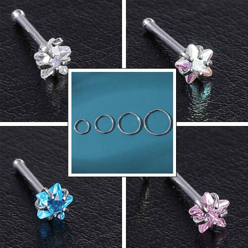 Star Nose Hoop Rings 20G 12 Pieces 2