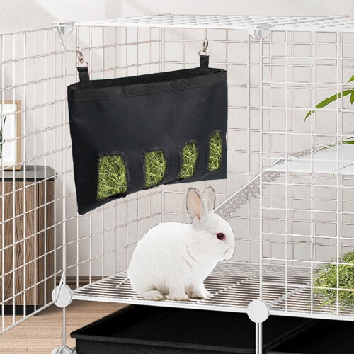 Rabbit Hay Bag Hanging Feeder Black Durable 1 Pack 2