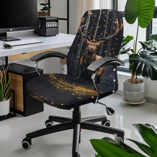 Housse extensible pour chaise de bureau avec fermeture à pression et motif papillon 1