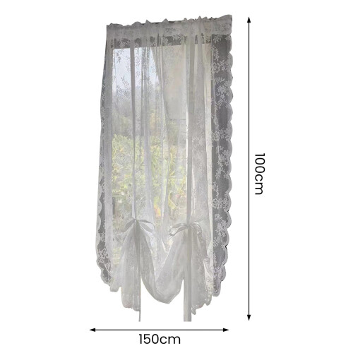 White Sheer Kitchen Lace Curtain 5.12 x 7.87 in 2