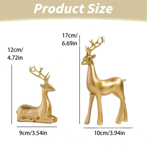 Gold Reindeer Christmas Decor Set Resin 2 pcs 2