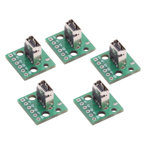 USB 2.0 Mini-B Female Socket Vertical PCB Mount Solder Type 1