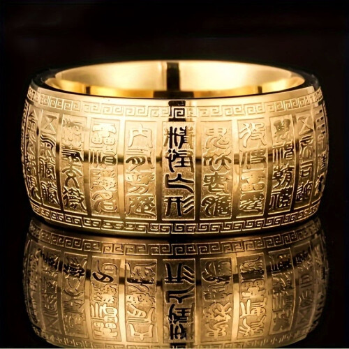 Tungsten Steel Ring Gold Surface Retro Design 13 1