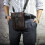 Ανδρική θήκη τηλεφώνου Messenger Satchel από γνήσιο δέρμα στη μέση 3