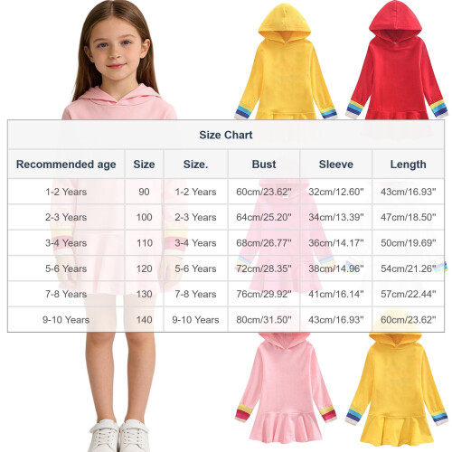 Mädchen-Kapuzenkleid, einfarbig, langärmelig, lässig 2