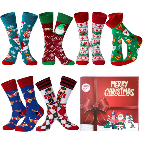 Men's Funny Christmas Socks Colorful Patterned Crew Socks 6 1