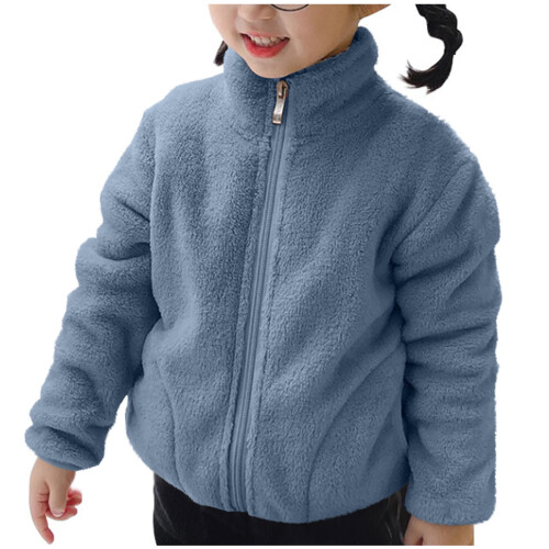 Kids Wool Jacket Light Royal Blue Fleece-Lined Thermal