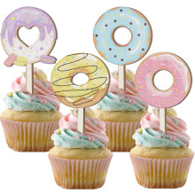 Wooden Donut Cupcake Toppers Grow Up Theme 16 pcs