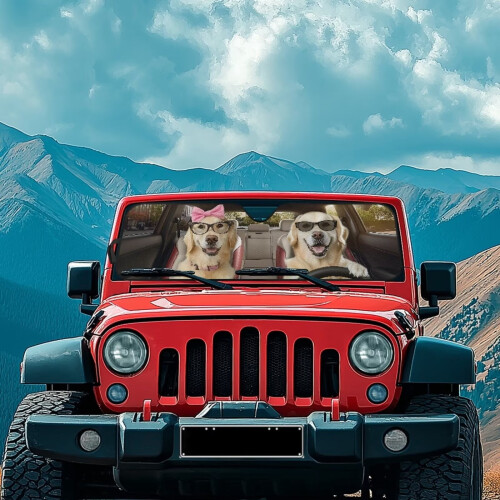 Windshield Sun Shade Golden Retriever Design 1 Pc 2