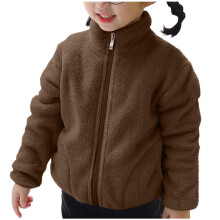 Kids Sherpa-Lined Zip-Up Jacket Warm Fuzzy Collared Long