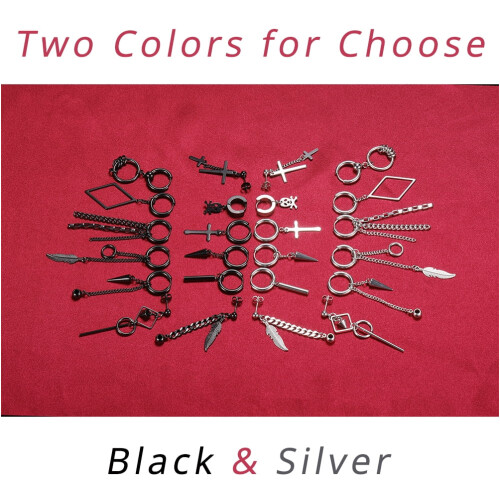 Punk Cross Hoop Earrings Set 12 Pieces 1