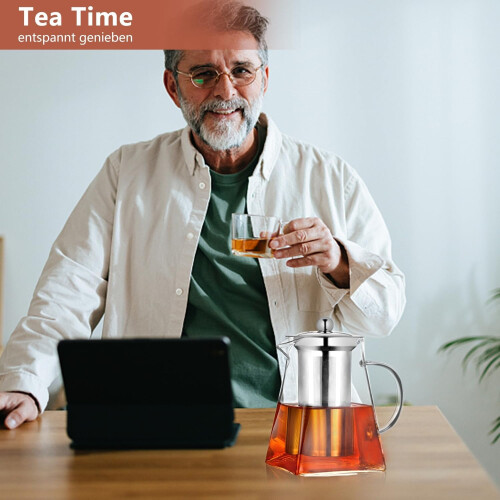 Square Borosilicate Glass Teapot with Infuser 700 ml 1