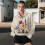 Women's Oversized Quarter-Zip Cropped Sweatshirt Floral 3