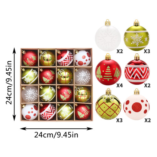 Christmas Tree Ornaments Red Green Gold 16PCS 2