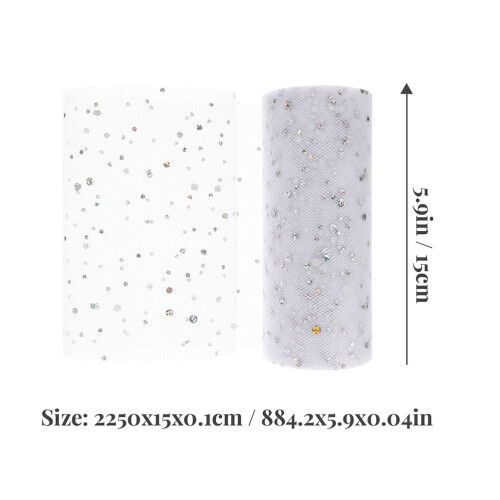 Glitter Tulle Fabric Roll White Gauze 2 Rolls 1