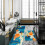 Turquoise Teal Abstract Kitchen Rug Set Blue Orange Runner 4
