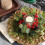 Christmas Candle Ring Flocked Pine with Red Berries and 4