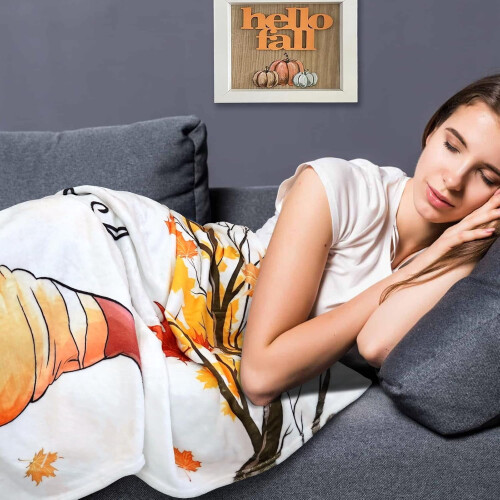 Fall Leaves Throw Blanket Orange 60x50 inches 2