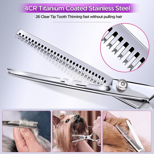 Titanium Coated Dog Grooming Scissors 6-in-1 1