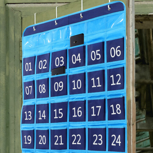 Classroom Organizer Pocket Chart Blue Cloth Iron 10 Pockets 2