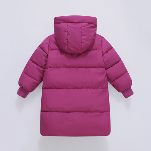 Children's Knee-Length Down Jacket White Hot Pink 2
