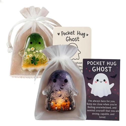 Mini Ghost Ornament with Encouragement Card, 1 pc 1