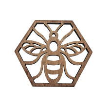 Wooden Hex Coaster Set Honeycomb Design 6 pcs
