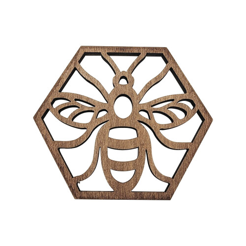 Wooden Hex Coaster Set Honeycomb Design 6 pcs