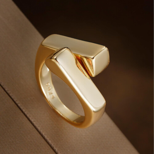 Women's Gold Silver Chunky Open Ring Adjustable 1
