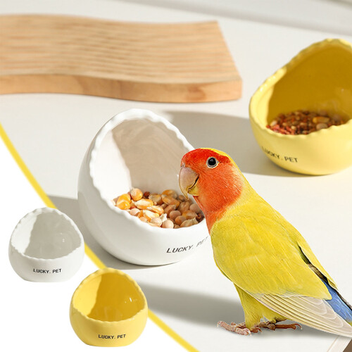 Ceramic Bird Feeder with Peony Pattern Yellow 2