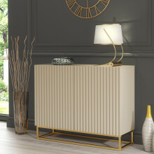 Sideboard 100cm Ripple - Cashmere (warm beige / taupe finish) with Fluted Doors
