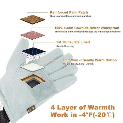 PUMIER Winter Work Gloves Men Water-Resistant Insulated 2