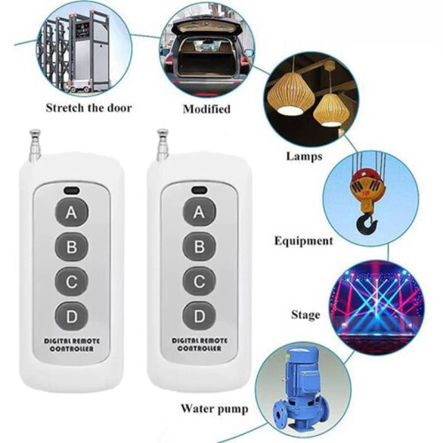2Pcs Wireless Remote Control Learning Code EV1527 Module with Antenna ABCD 4 Button Control 1000M Long Range Opener 2