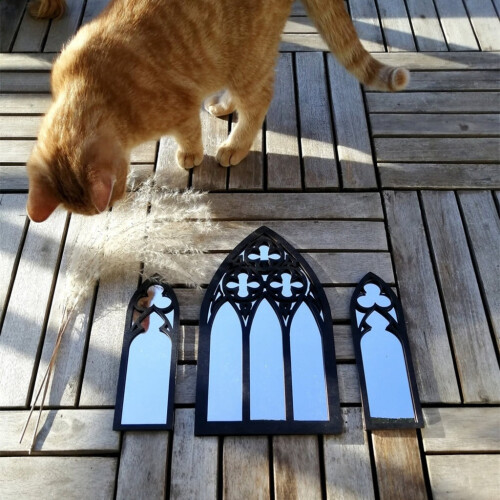 Gothic Cathedral Window Mirror Set of 3 Clear Arched 2