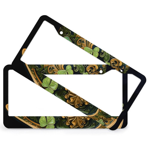 Shamrock Hat License Plate Frames Set 2 Pcs Stainless 1
